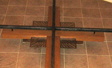 Harps crossing Church cross fabrication White oak, steel,  metal coated bronze and water jet aluminum