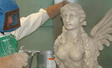 Sandblast prep of fiberglass part