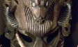 Large wood mask with copper and aluminum finish
